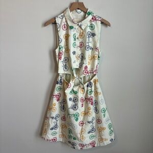 ModCloth Bicycle Novelty Print Cotton Cut Out Sleeveless Mini Dress Size S